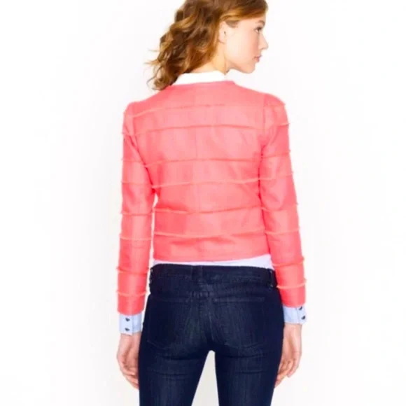 J. Crew - Frayed Cropped Jacket Blazer in Neon Rose - Picture 2 of 5